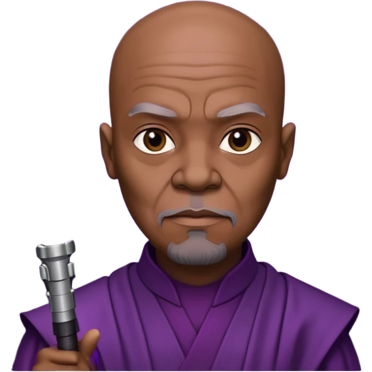 star wars master windu bald head with purple lightsaber emoji
