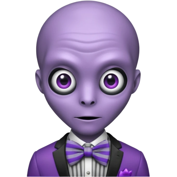 Purple alien with striped bowtie emoji