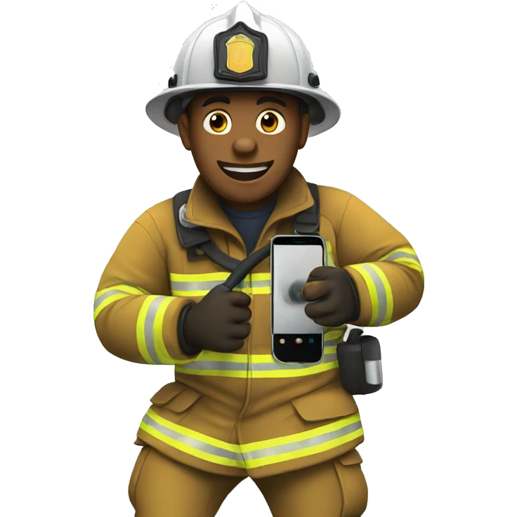 Firefighter charging his phone  emoji