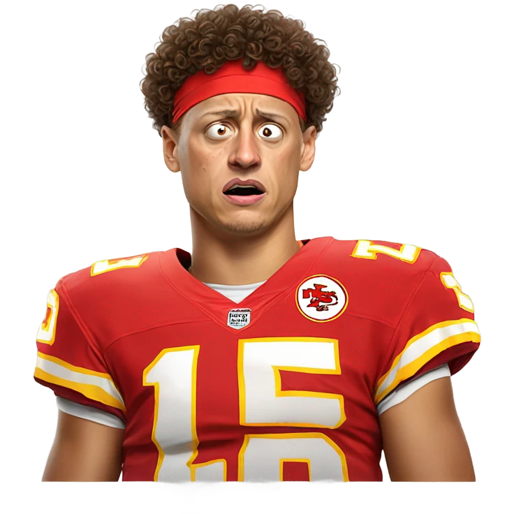 Patrick Mahomes crying to a referee emoji | AI Emoji Generator