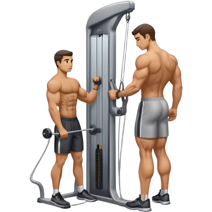 side-view man standing cable-machine tricep-pushdown emoji