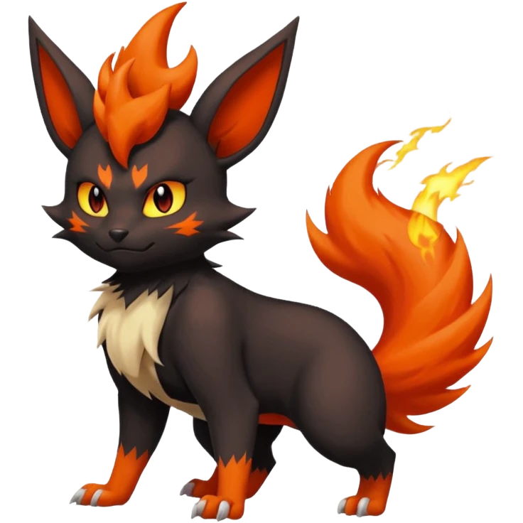 Darkrai-Torracat-Flareon-fusion with fiery horns and a Mohawk  emoji