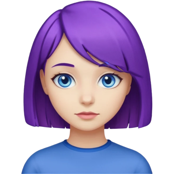 Девушка с фиолетовым волосами карэ голубые глаза emoji