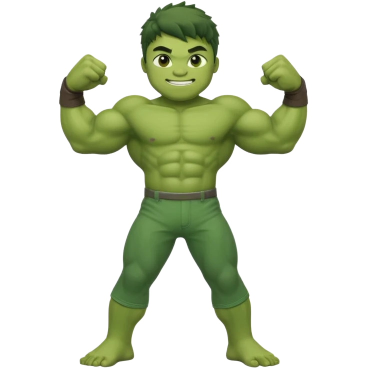 kid hulk flexing arms full body long pants and smiling emoji