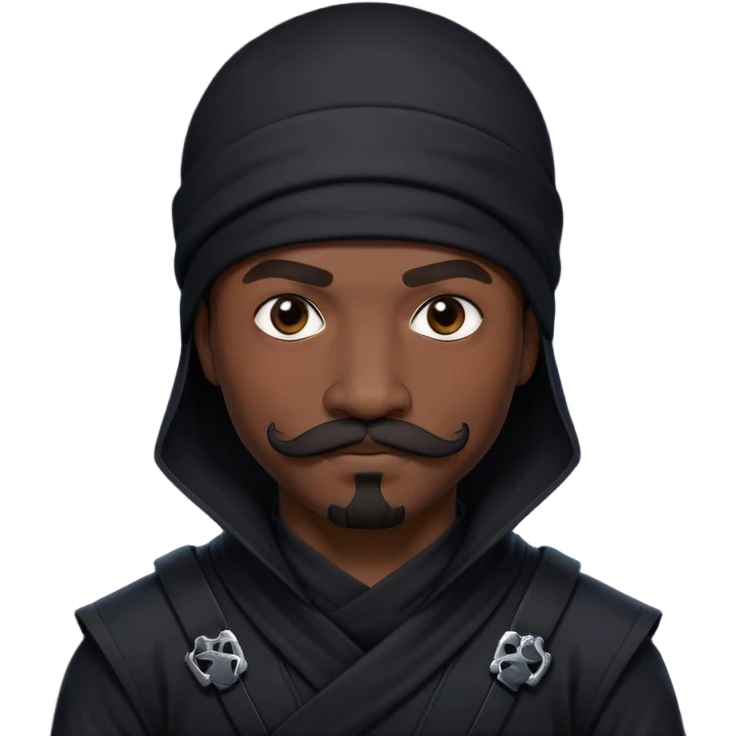 african-american web developer mustache mercenary black asymmetrical ninja hacker emoji