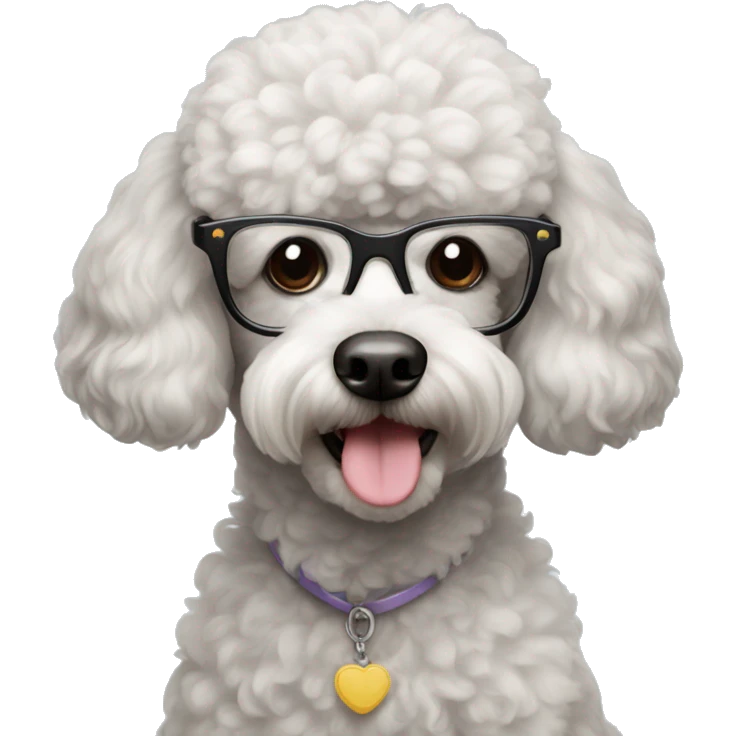 Poodle dog with glasses emoji