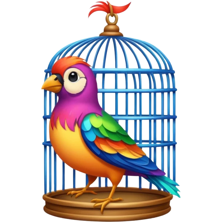 colored bird in cage emoji