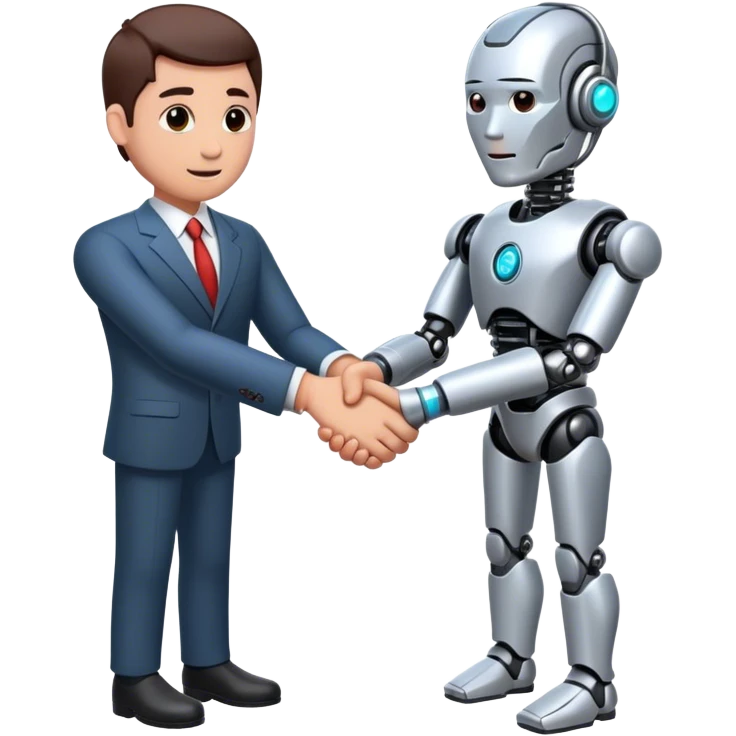cyborg handshake with business man emoji