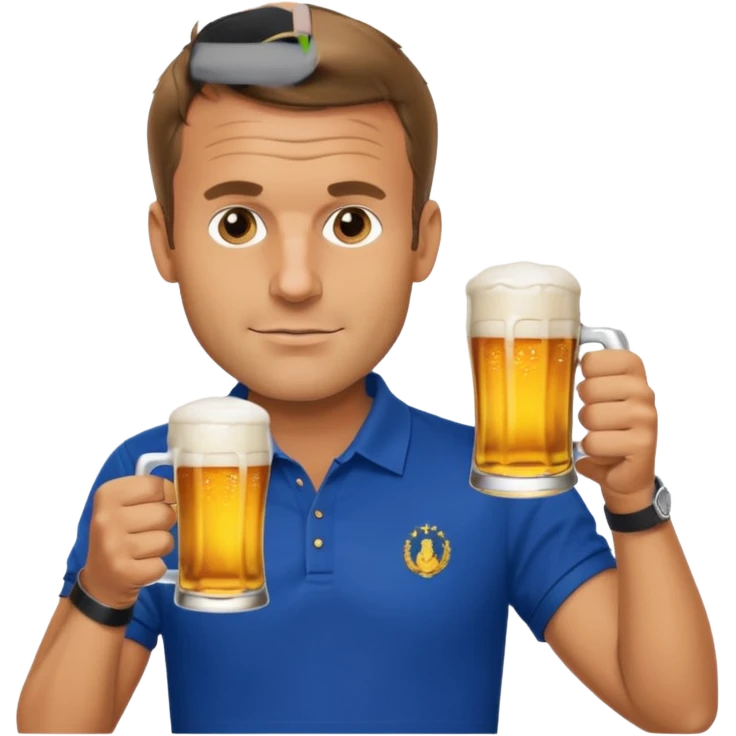 Macron drinking beer emoji