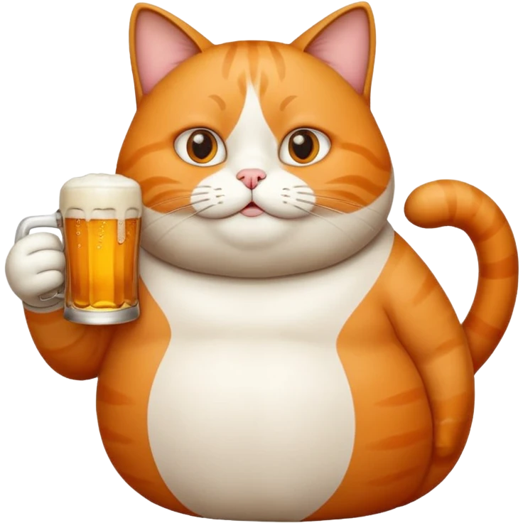 Fat cat drinking beer emoji