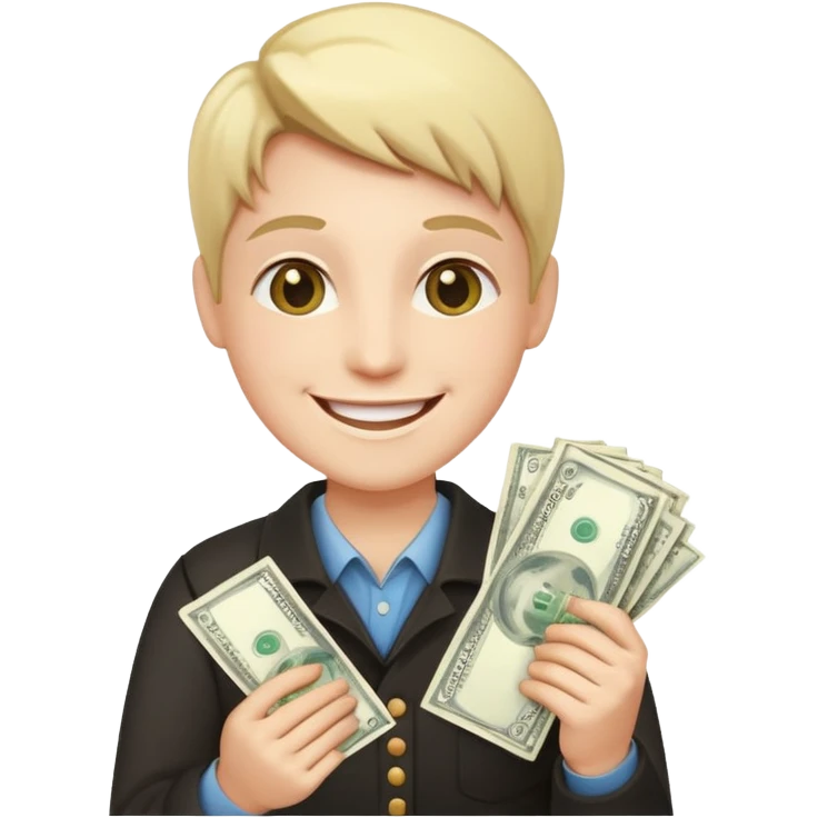 persona feliz con dinero  emoji