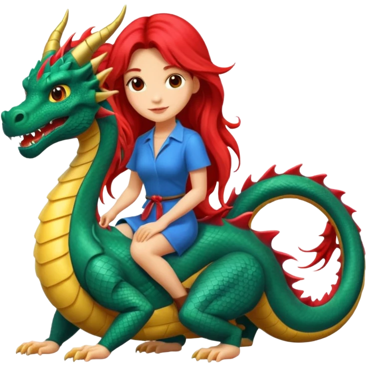  long hair woman on the dragon emoji