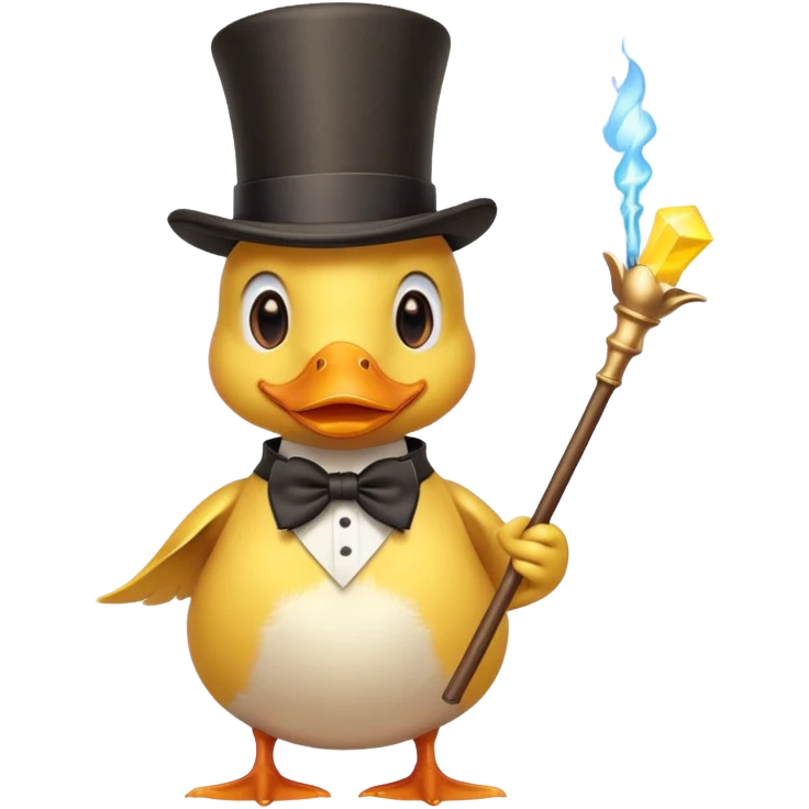 Duck with top hat and magic stick emoji
