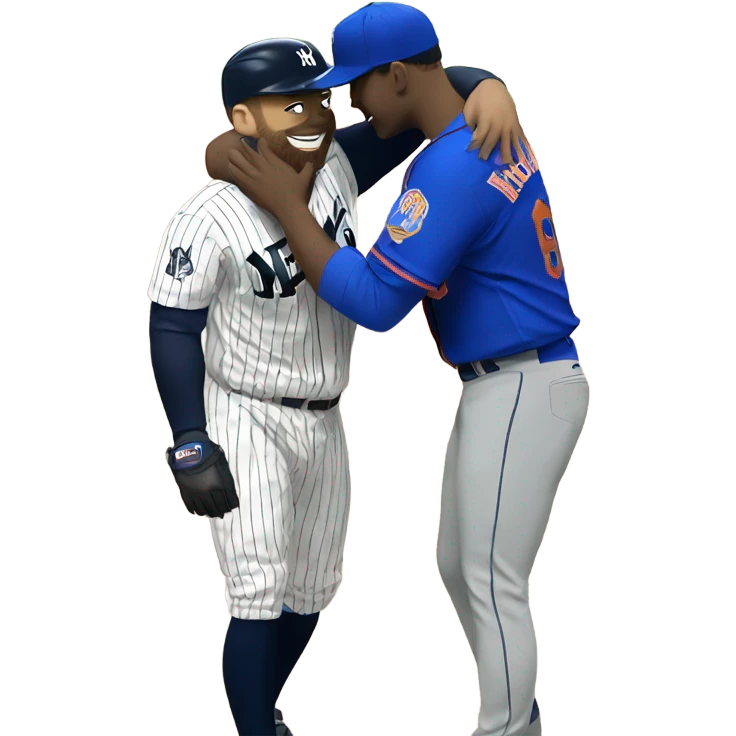 Mets player hugging Yankees player emoji