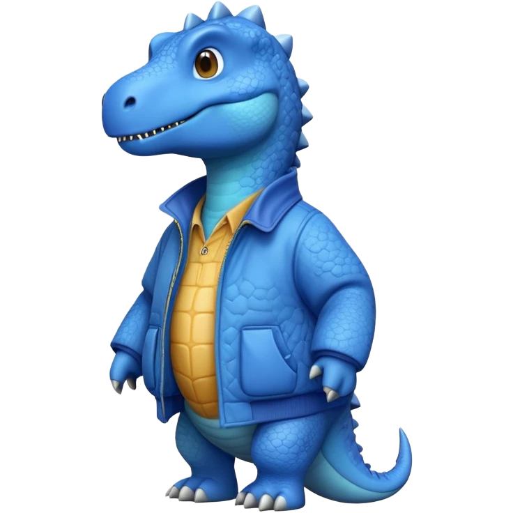 blue dino in soft jacket  emoji