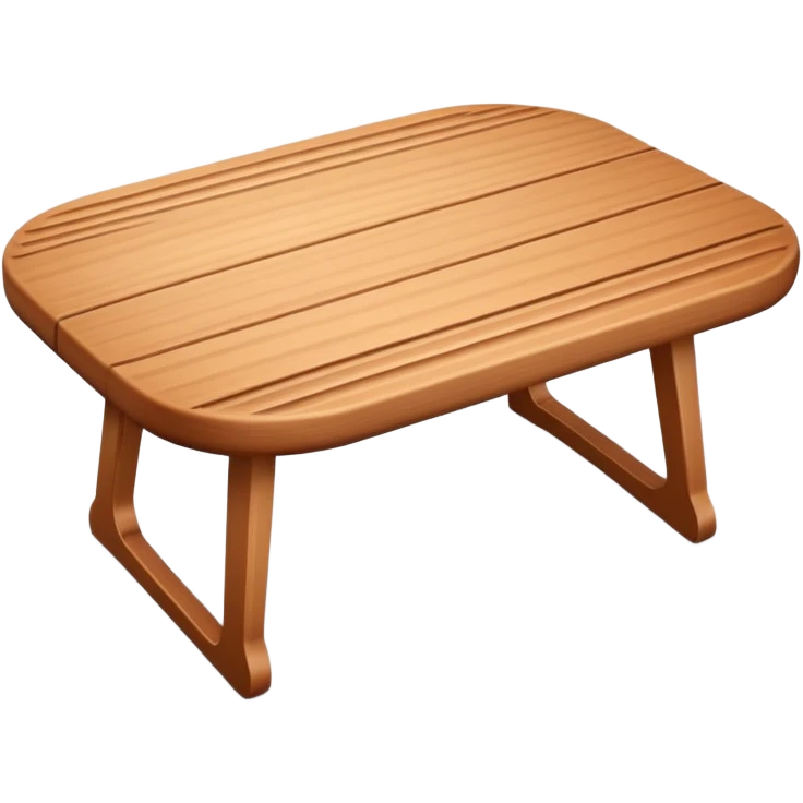 A 3D wooden table with subtle wood texture, rounded corners, gentle highlights, and a slightly angled perspective, matching the realistic-yet-simple style of the '🪑' chair emoji; medium brown tones, minimal details, emoji-friendly design. emoji
