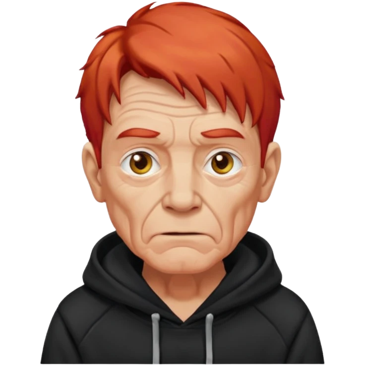 old manwith red hair and black hoodie emoji