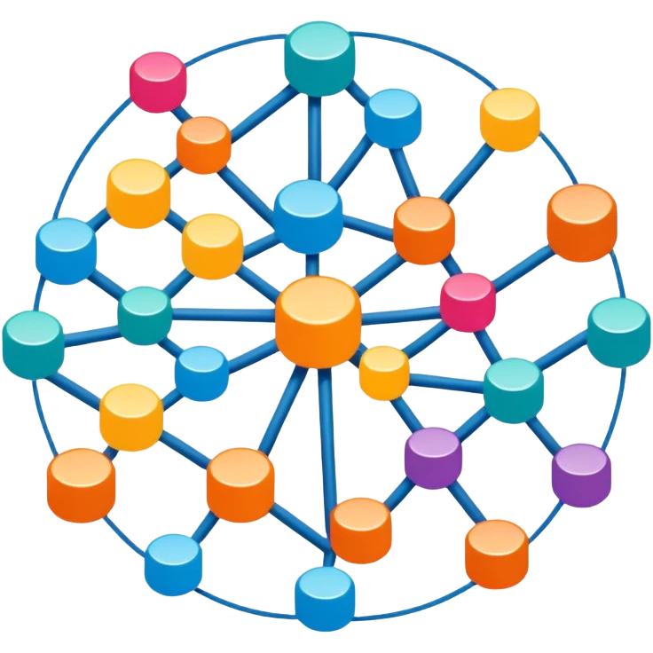 network in a circle with packages at intersection points emoji