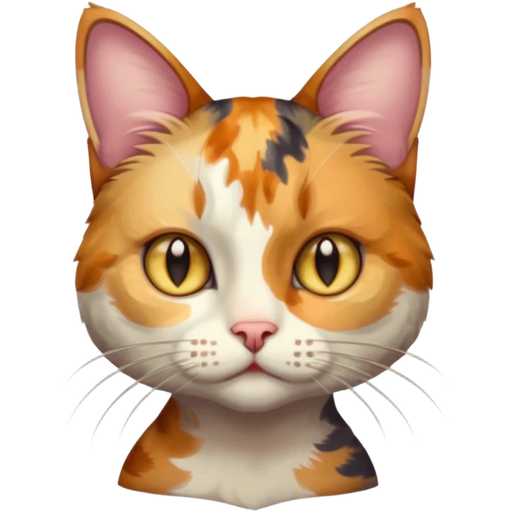 full body anxious looking colourful light calico tabby cat with hazel eyes and very patchy calico fur emoji