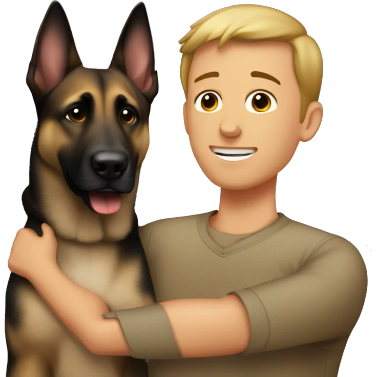garçon calin a un malinois emoji