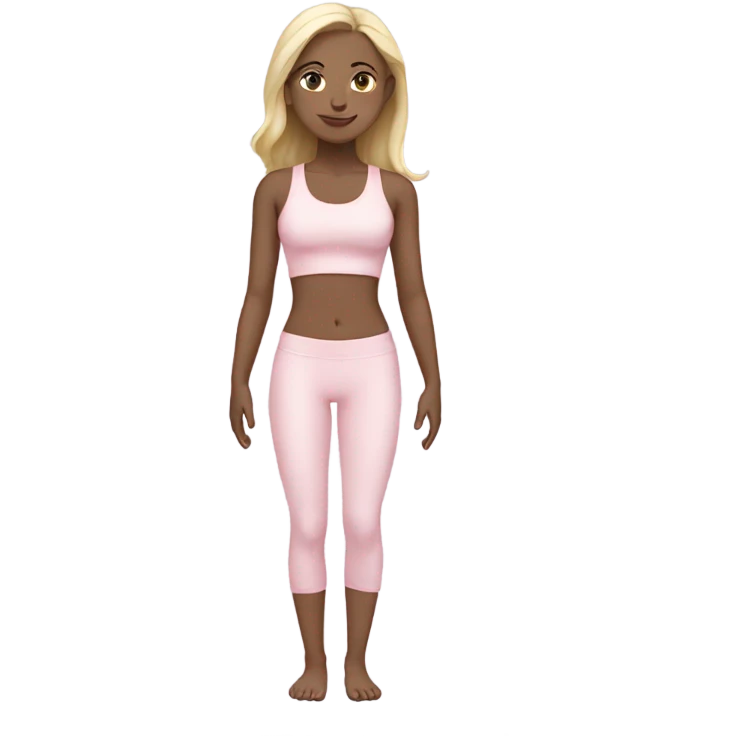 blonde yoga girl light pink clothes n emoji