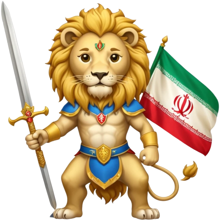 پرچم ایران خورشید و شمشیر به دست شیر emoji
