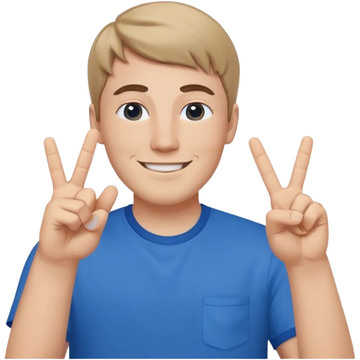 Mr Beast doing this sign "✌️" emoji