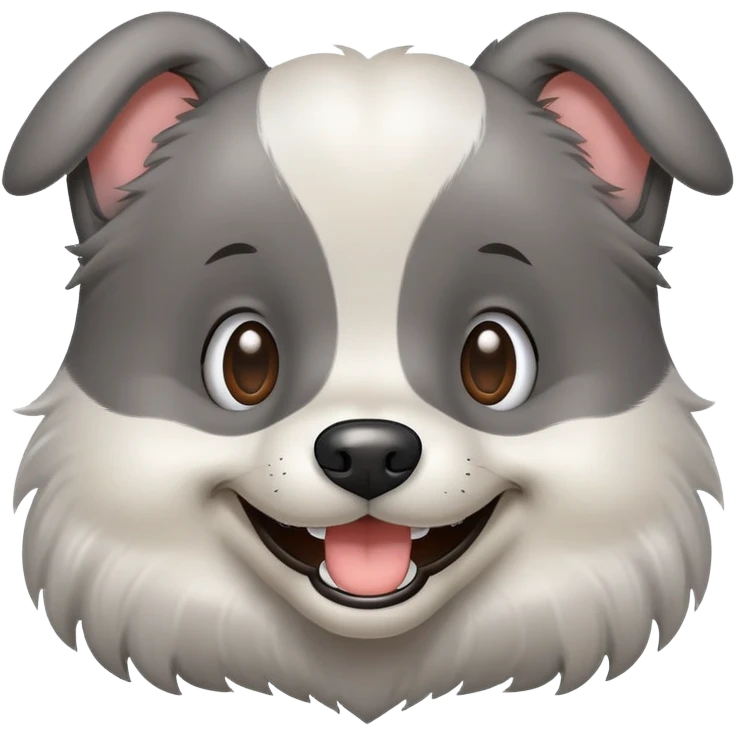 A meme dog with gray fur, smiling emoji