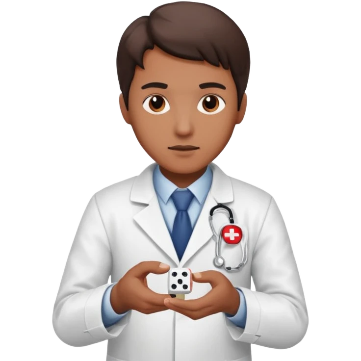 un doctor jugando a los dados emoji