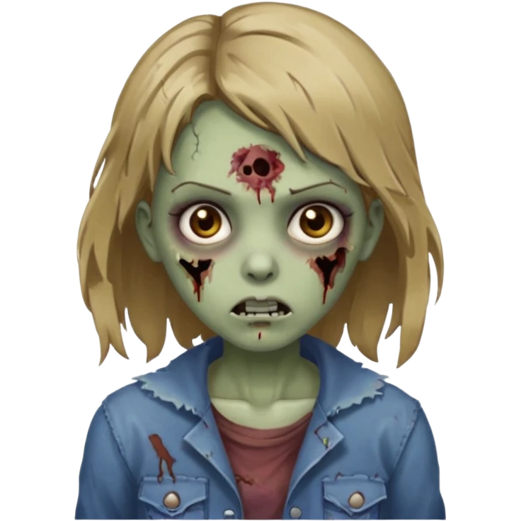 Zombie girl medium dark blonde hair brown eyes  emoji
