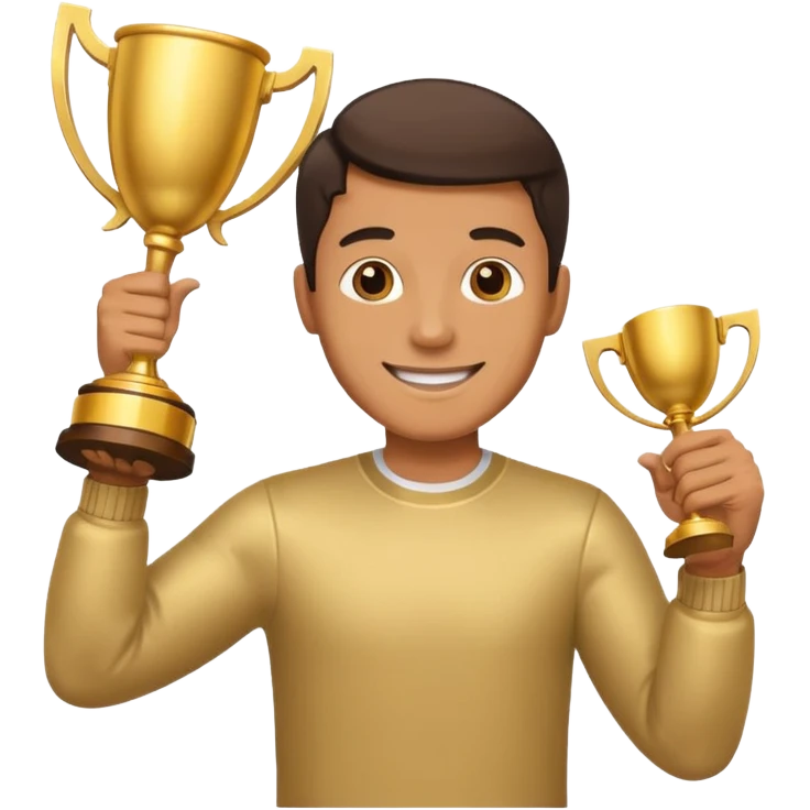 man raising a trophy emoji