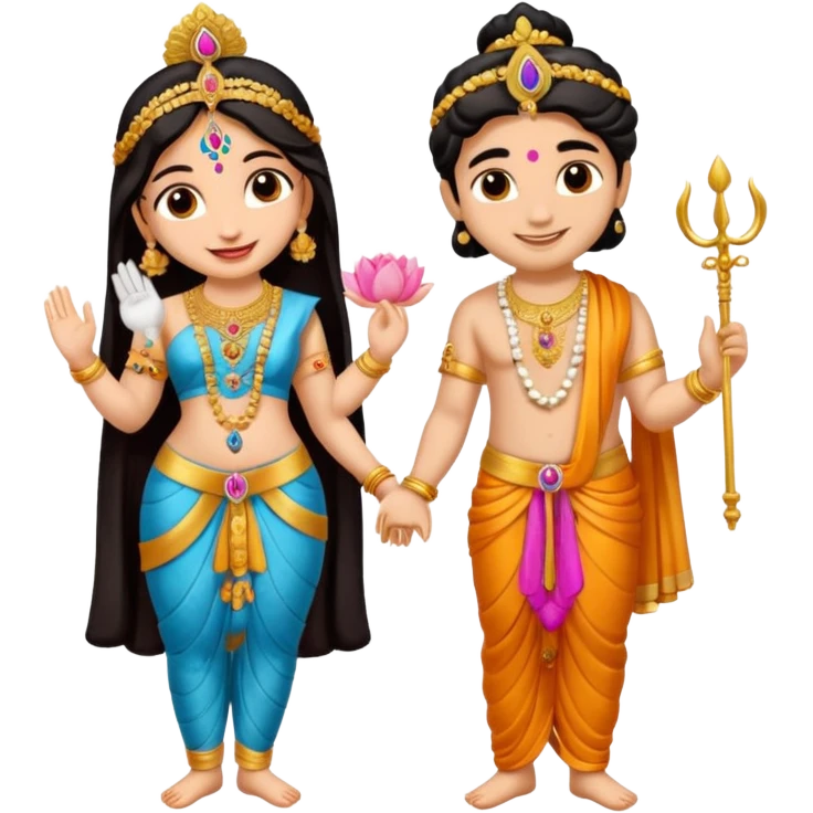 Krishna and Radha cute standing together with fuet emoji
