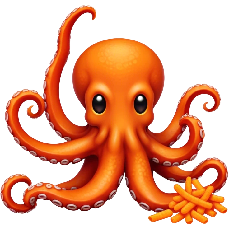 An octopus eating hot Cheetos emoji