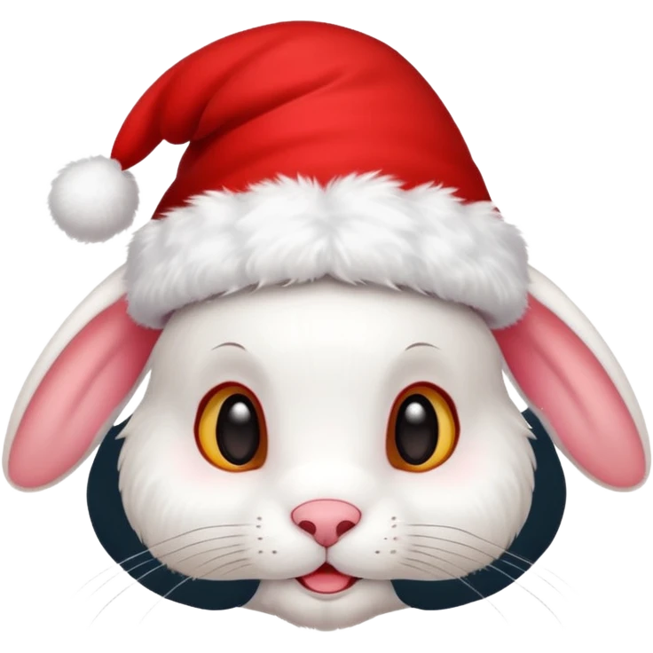 white rabbit with ears in a christmas hat emoji