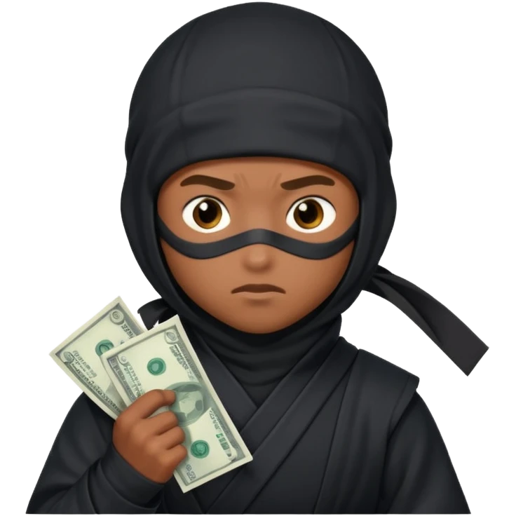 Niño ninja con dinero emoji