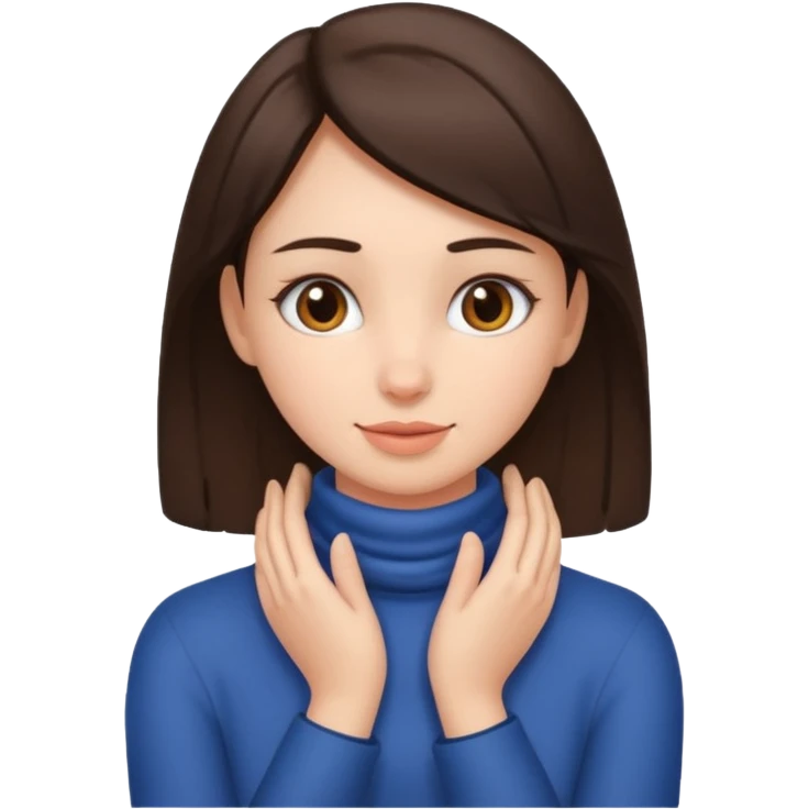 brunette girl with hands around her be k emoji