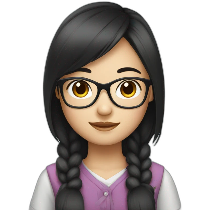 a Chinese girl student with black hair glasses emoji