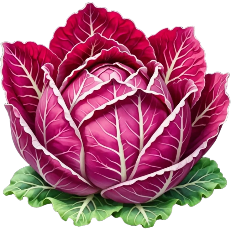 red napa cabbage leaves only, no green, all red, no face emoji