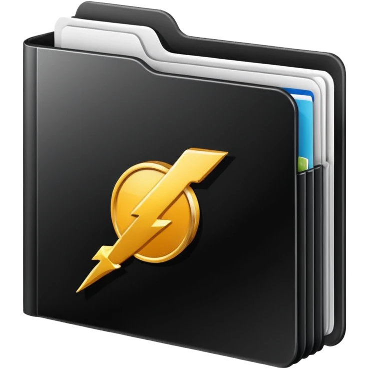 black folder flash file with a finance company logo
 emoji