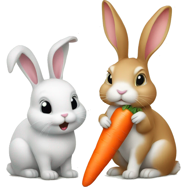 Bunny eating a carrot beside another bunny eating a carrot emoji
