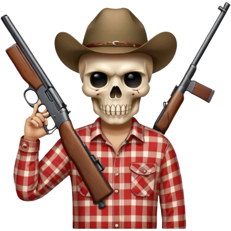 Country hick with a shotgun. From the chest to. In the style of your bleeding skull art emoji
