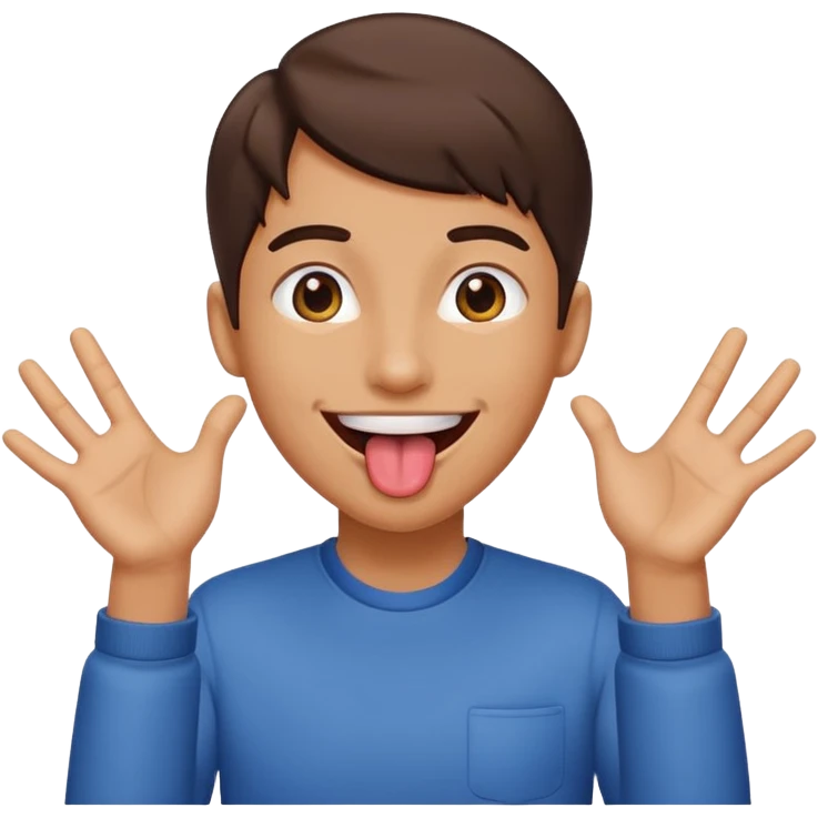 Tobgue out with hands to the side emoji