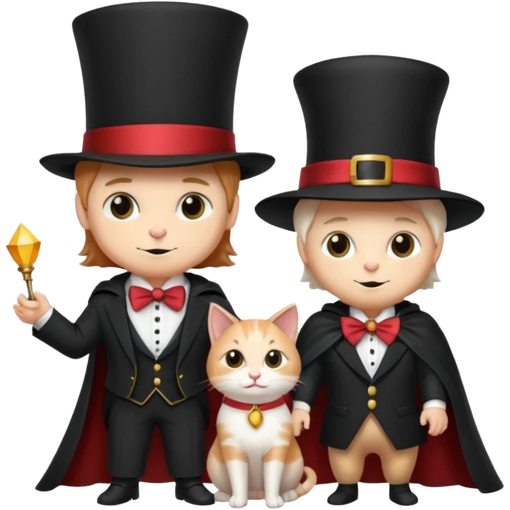 magician couple and their pet cat emoji