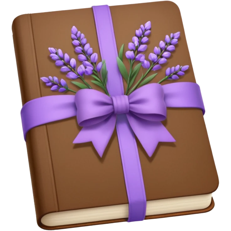 Brown journal with bows and lavender flowers emoji