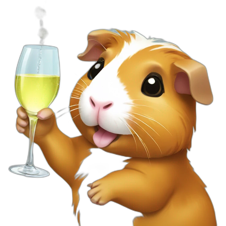 a guinea pig trinking sparkling wine emoji