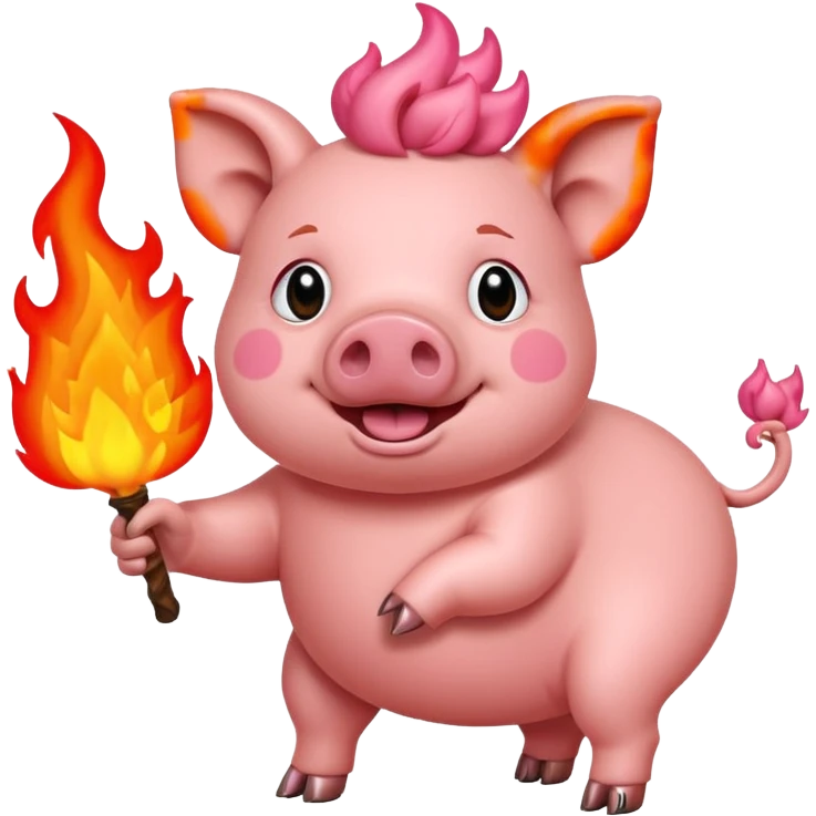pig holding fire emoji
