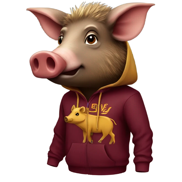 Wild Boar with Burgundy and Gold hoodie  emoji