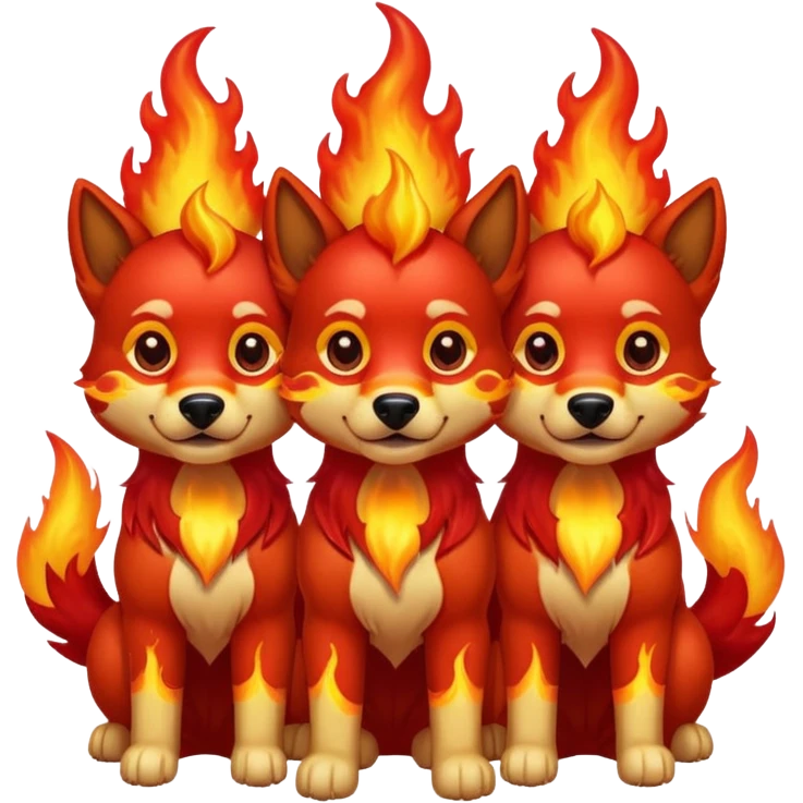 Perro de tres cabezas con fuego  emoji