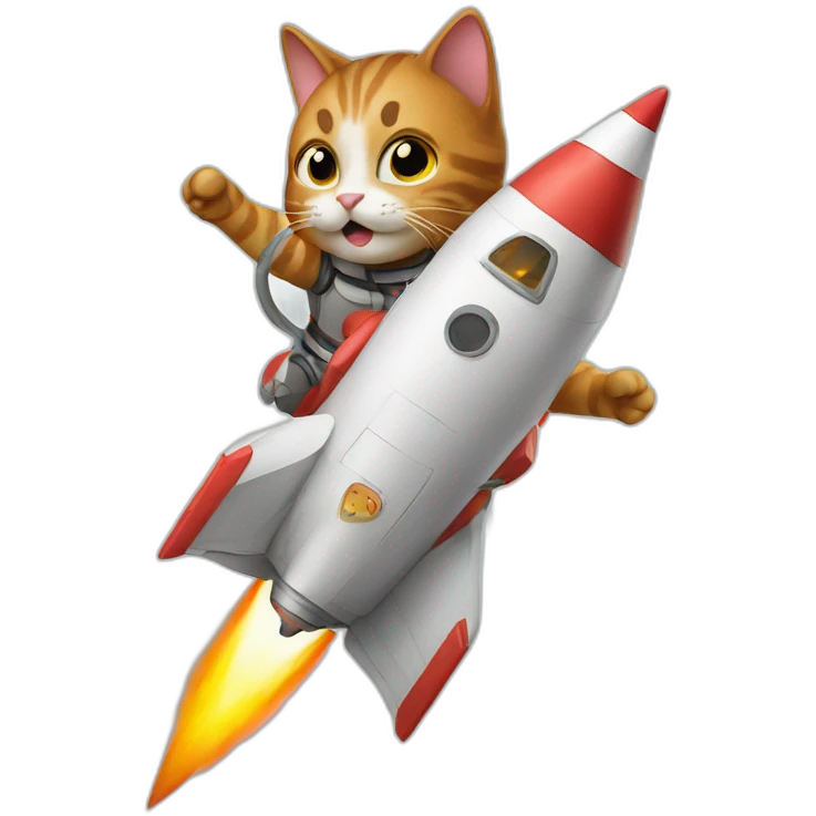 Cat riding rocket emoji