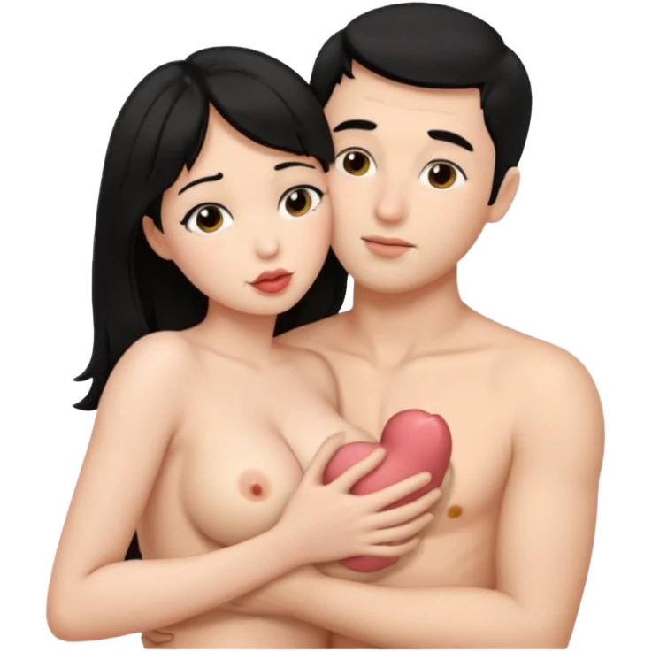 fully naked couple sex emoji man Kissing & holding boobs couple have black hair penis holding nude emoji